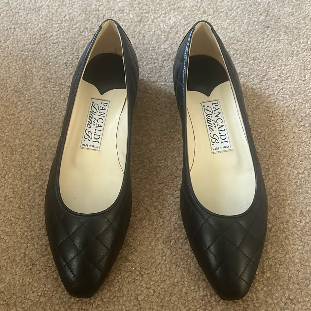 Pancaldi for Diane B. Black Leather Quilted Ballet Flats. Like new.